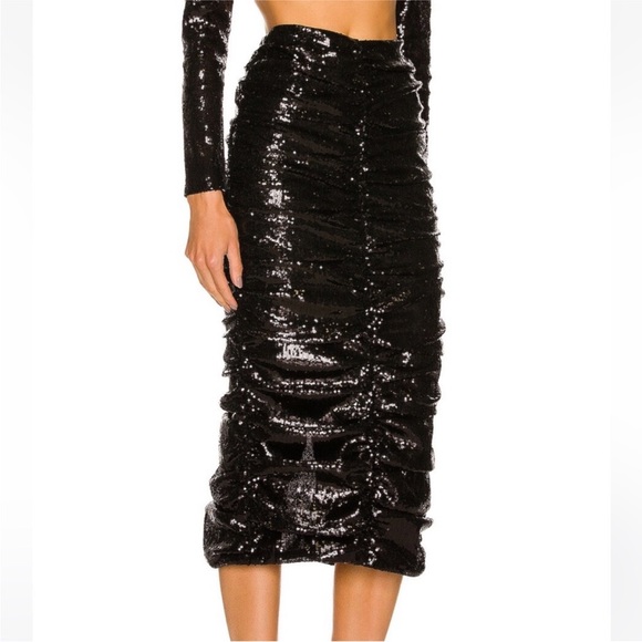 DANIELE CARLOTTA Sequin Crop Top & Midi Skirt Set - Black XS NWT - Picture 6 of 7